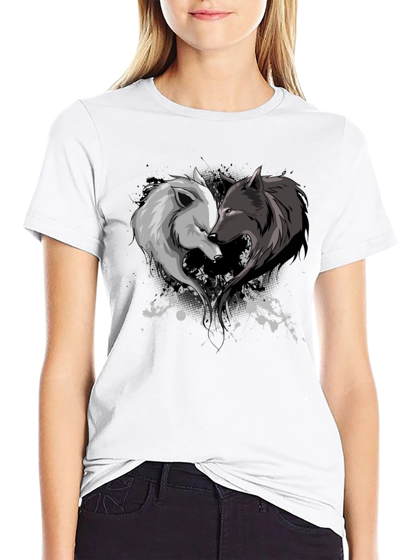 Yin Yang Wolf Couple Graphic Tee