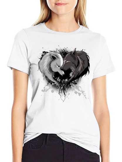 Yin Yang Wolf Couple Graphic Tee