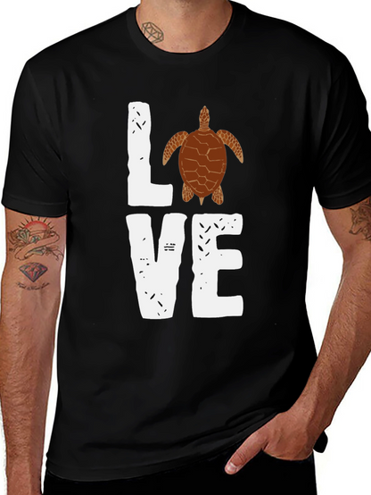 Love Turtle Graphic T-Shirt - Trendy Black Tee