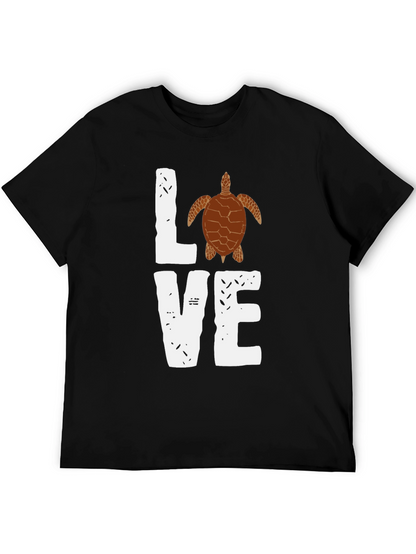 Love Turtle Graphic T-Shirt - Trendy Black Tee