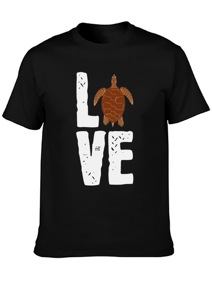 Love Turtle Graphic T-Shirt - Trendy Black Tee