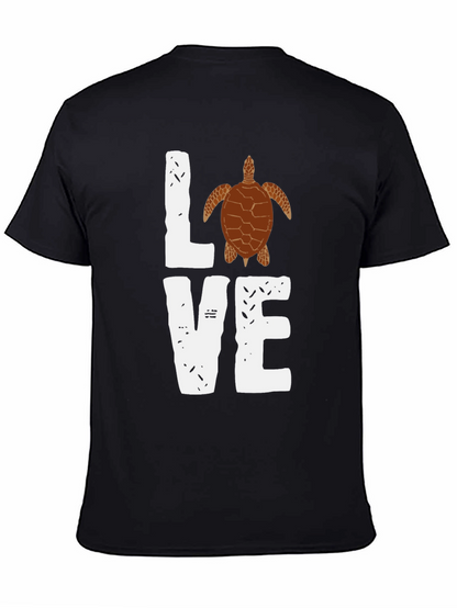 Love Turtle Graphic T-Shirt - Trendy Black Tee