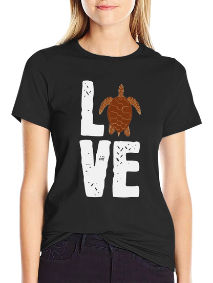 Love Turtle Graphic T-Shirt - Trendy Black Tee