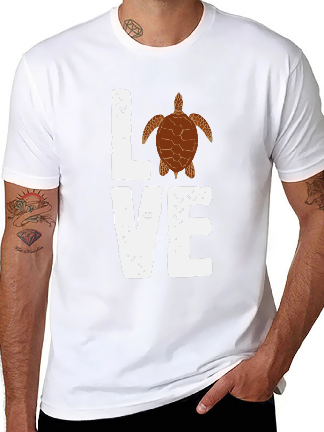 Love Turtle Graphic T-Shirt - Trendy Black Tee