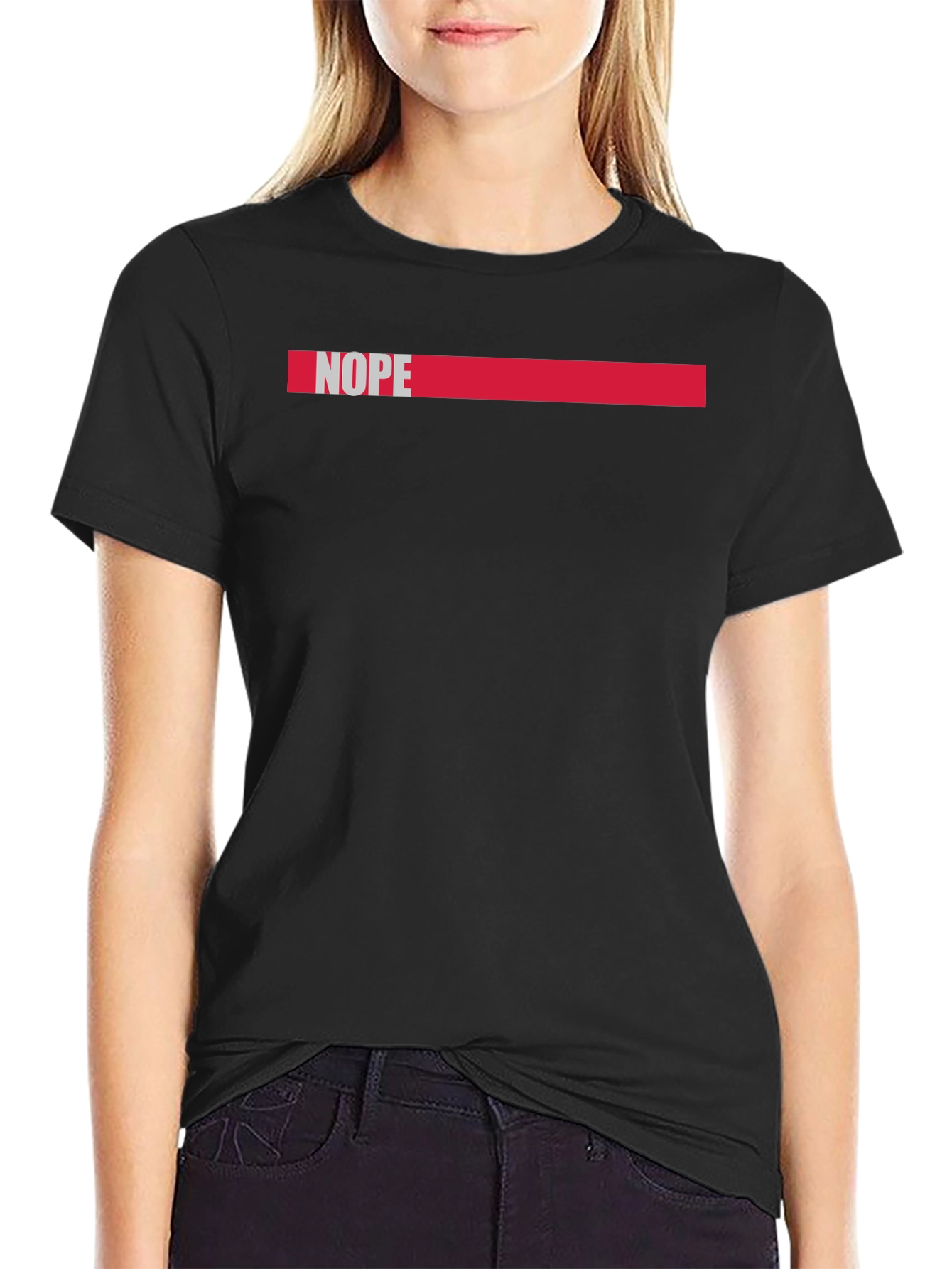 Nope Graphic Tee - Casual Black Cotton T-Shirt