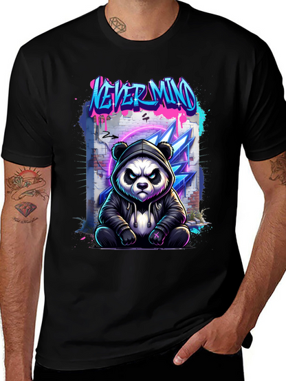 Never Mind Panda Graphic Black T-Shirt
