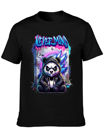 Never Mind Panda Graphic Black T-Shirt