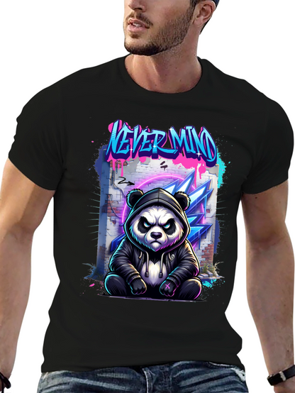Never Mind Panda Graphic Black T-Shirt