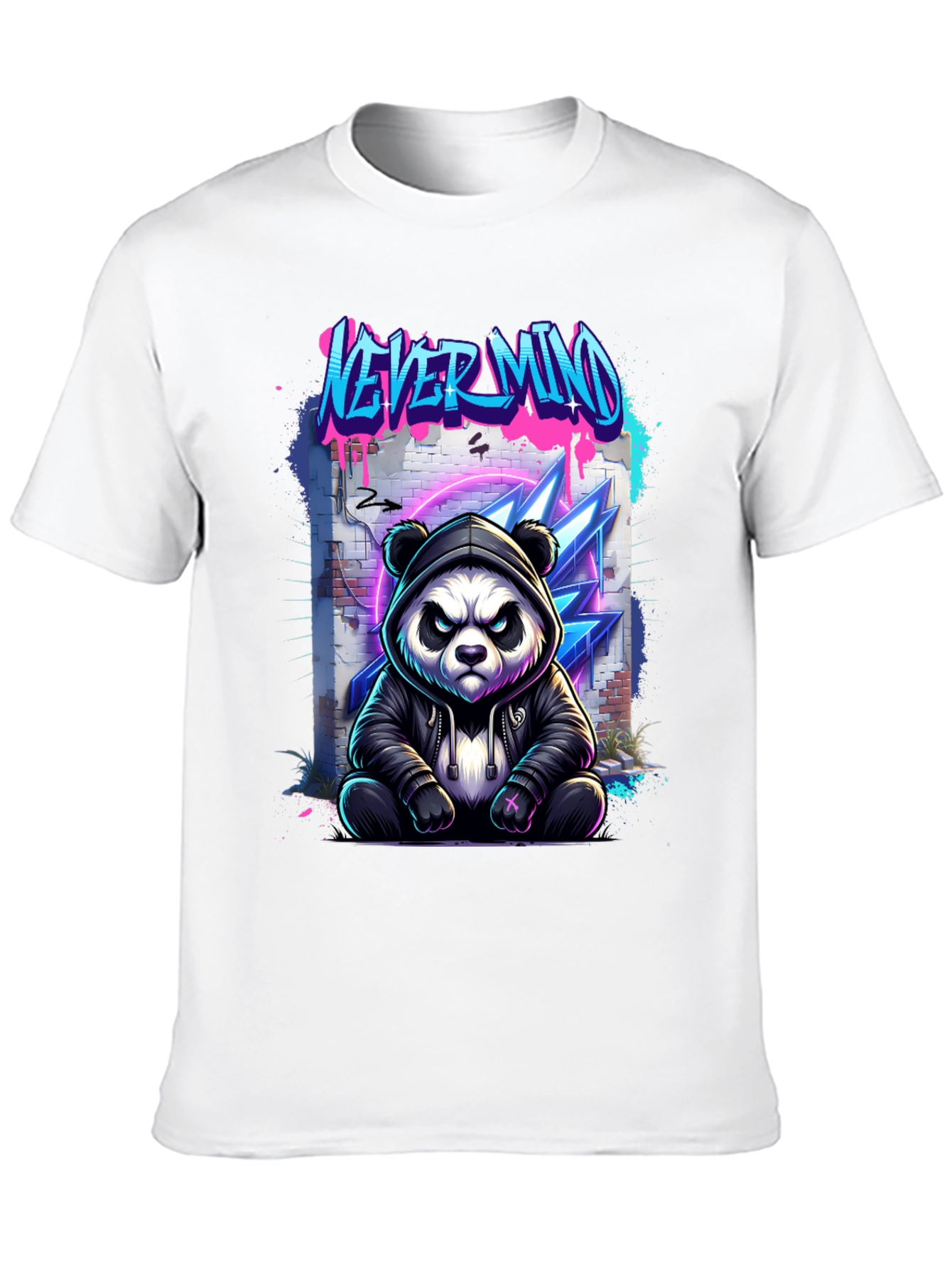 Never Mind Panda Graphic Black T-Shirt