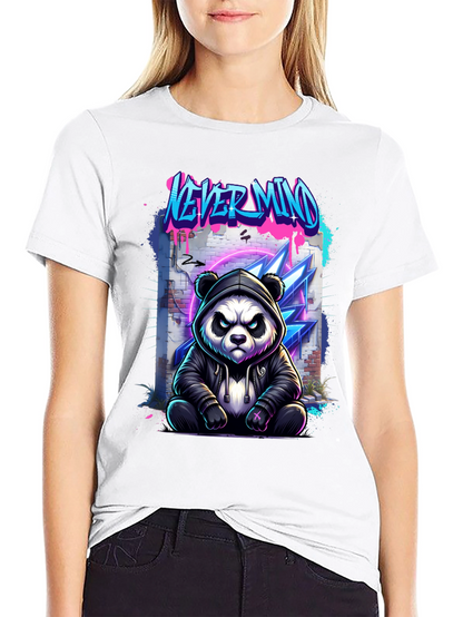 Never Mind Panda Graphic Black T-Shirt