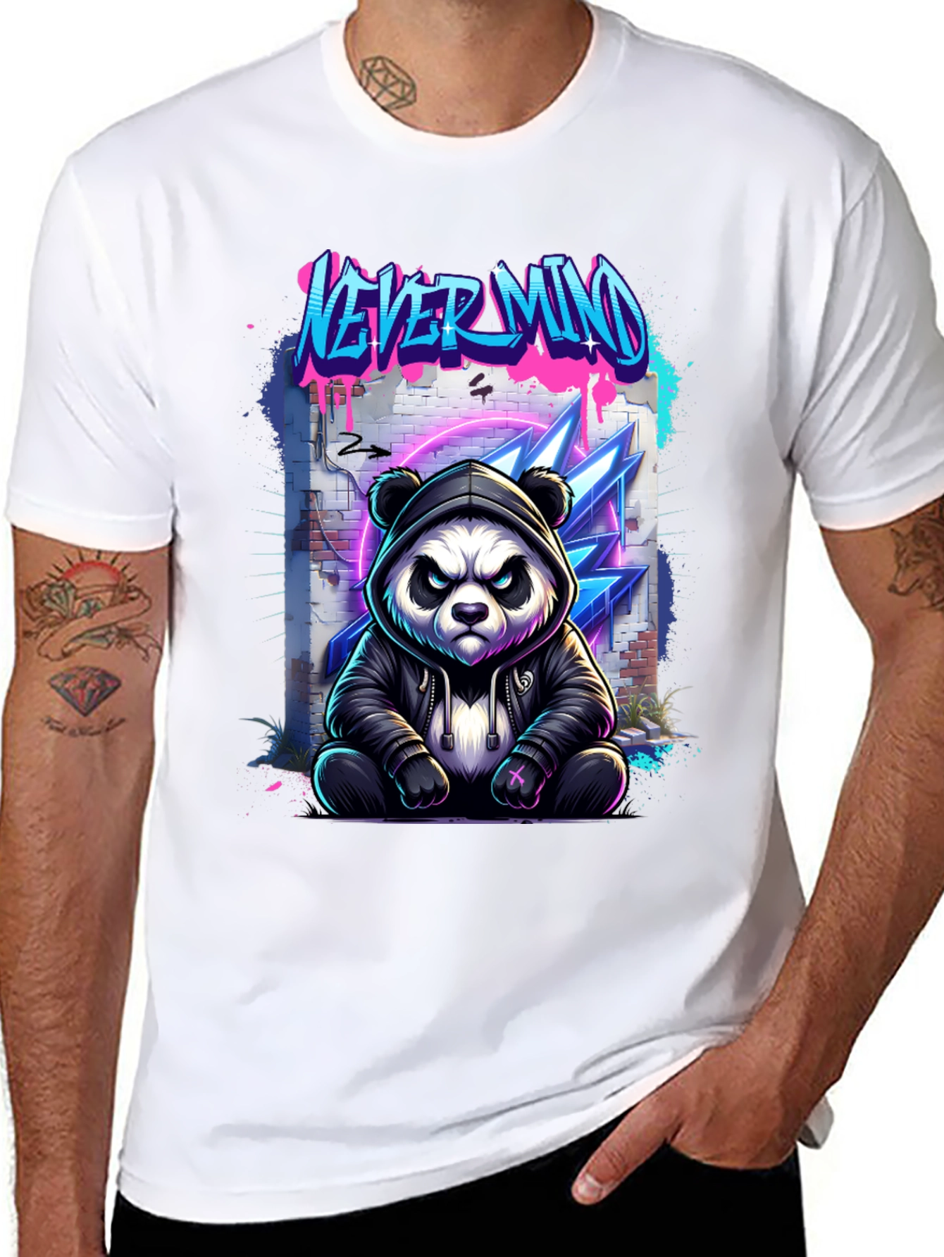 Never Mind Panda Graphic Black T-Shirt