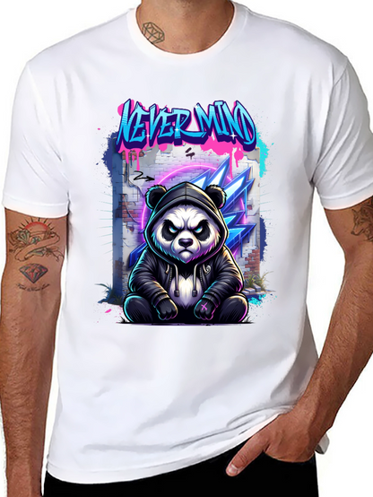 Never Mind Panda Graphic Black T-Shirt