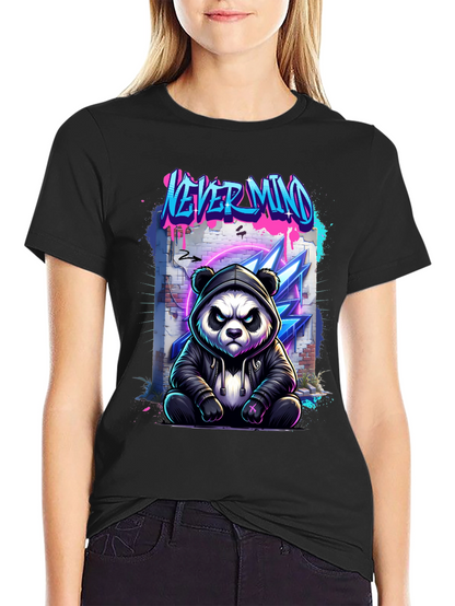 Never Mind Panda Graphic Black T-Shirt