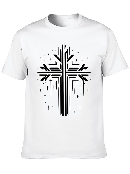 Geometric Cross Graphic Tee - Stylish Religious Apparel