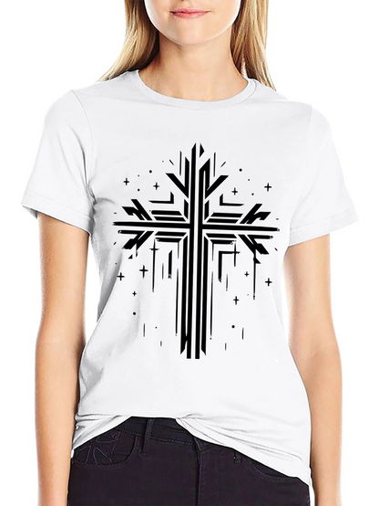 Geometric Cross Graphic Tee - Stylish Religious Apparel
