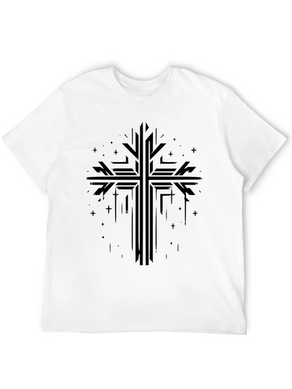 Geometric Cross Graphic Tee - Stylish Religious Apparel