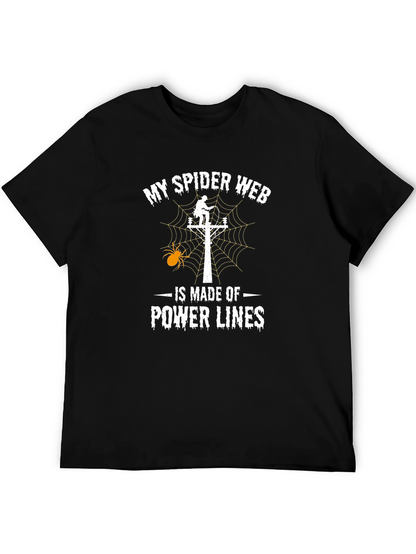 Power Line Spider Web T-Shirt Lineman Halloween Tee