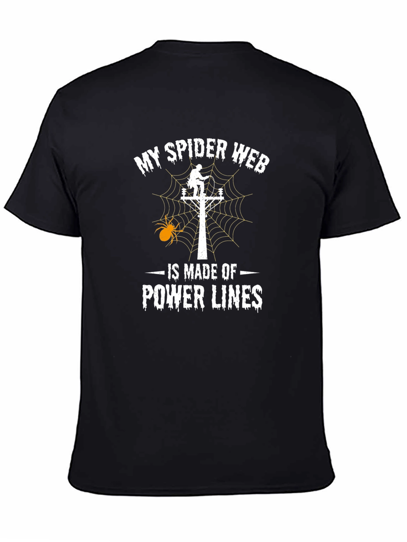 Power Line Spider Web T-Shirt Lineman Halloween Tee