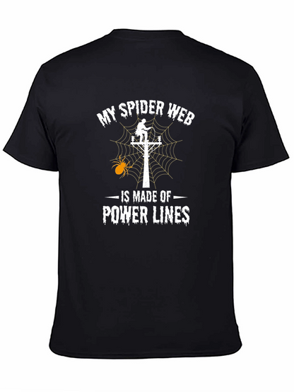 Power Line Spider Web T-Shirt Lineman Halloween Tee