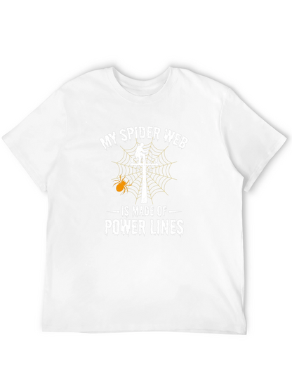Power Line Spider Web T-Shirt Lineman Halloween Tee