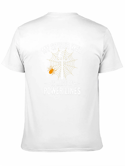 Power Line Spider Web T-Shirt Lineman Halloween Tee