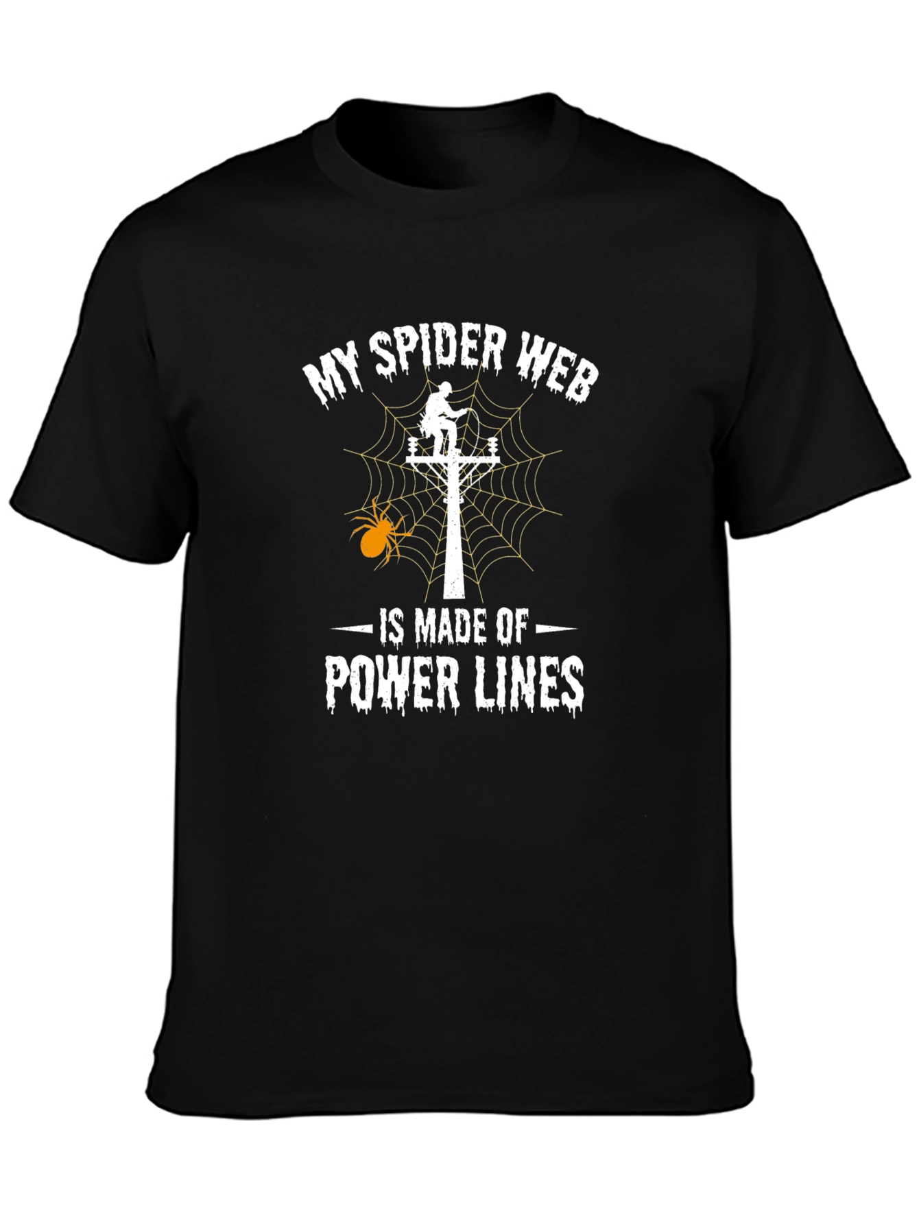 Power Line Spider Web T-Shirt Lineman Halloween Tee