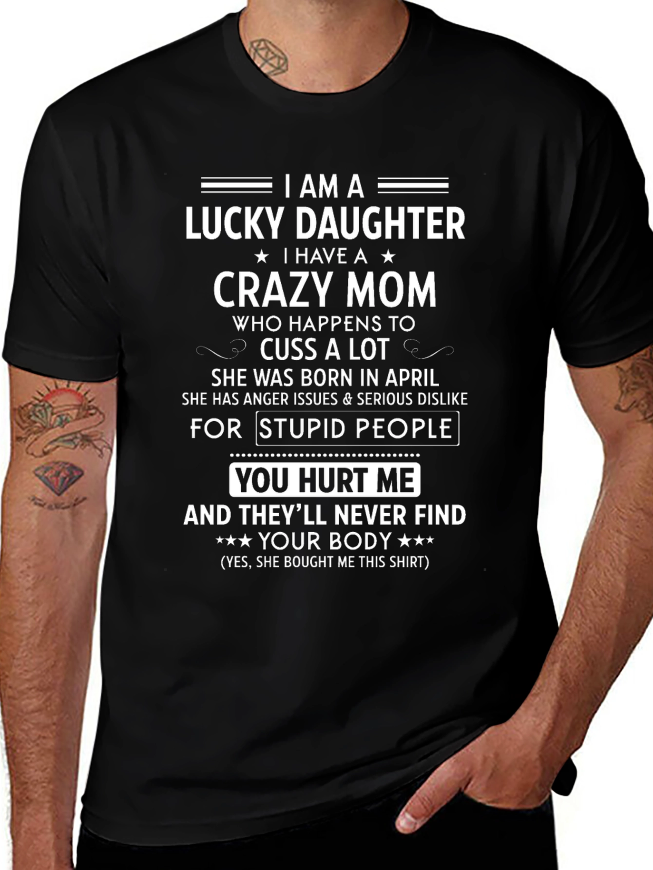 Lucky Daughter Crazy Mom Graphic Tee
