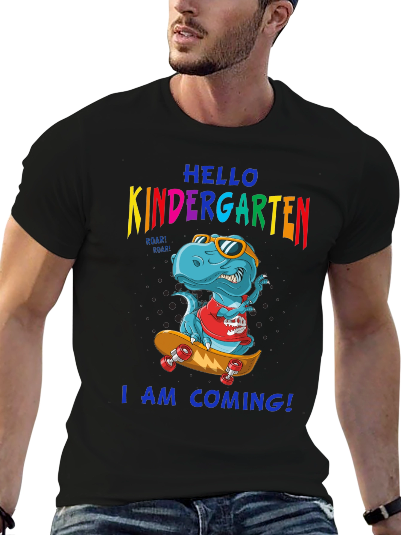 Hello Kindergarten T-Shirt Dinosaur Skateboard
