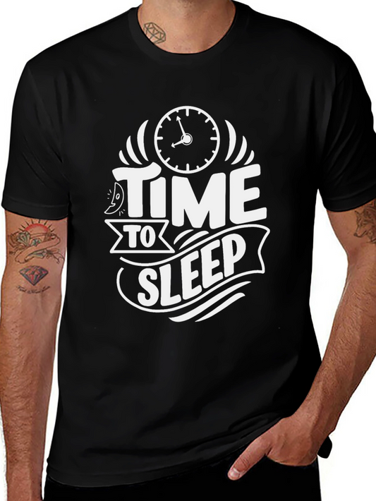 Time To Sleep Graphic Tee -  Black Cotton T-Shirt