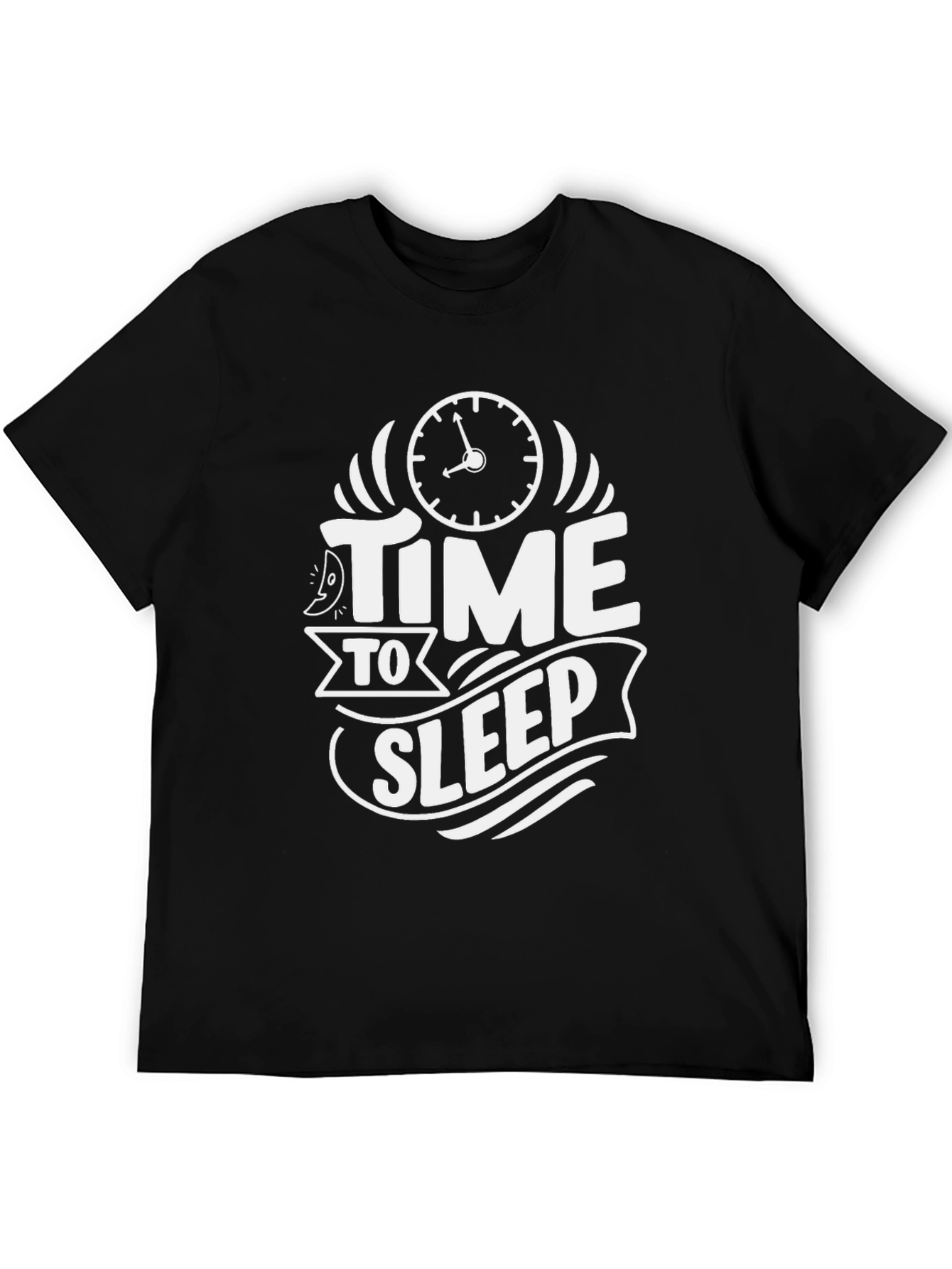 Time To Sleep Graphic Tee -  Black Cotton T-Shirt
