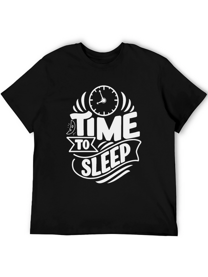 Time To Sleep Graphic Tee -  Black Cotton T-Shirt