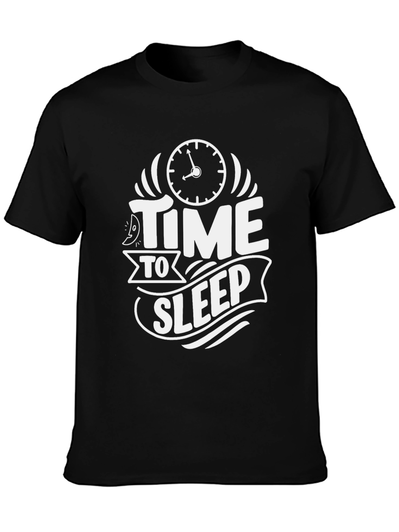 Time To Sleep Graphic Tee -  Black Cotton T-Shirt
