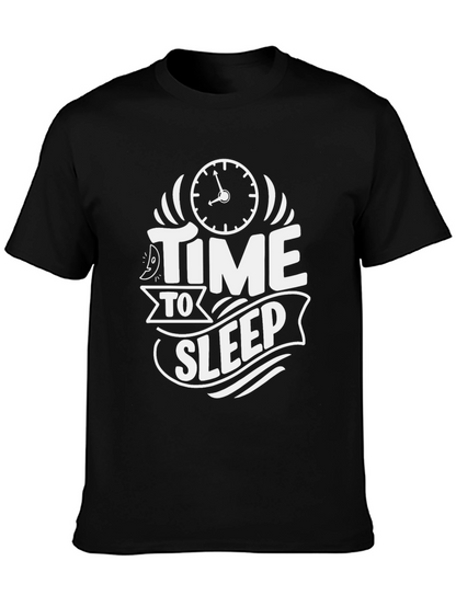 Time To Sleep Graphic Tee -  Black Cotton T-Shirt
