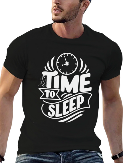 Time To Sleep Graphic Tee -  Black Cotton T-Shirt
