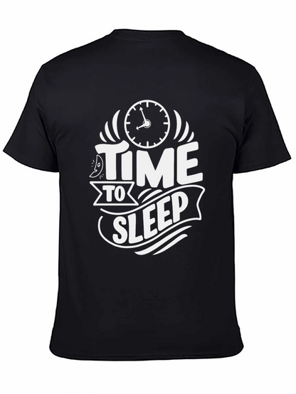 Time To Sleep Graphic Tee -  Black Cotton T-Shirt