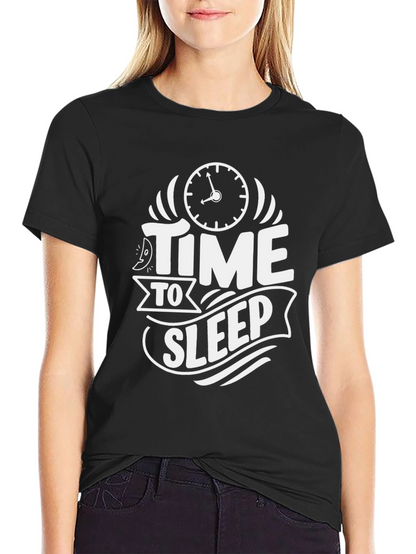 Time To Sleep Graphic Tee -  Black Cotton T-Shirt