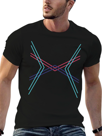 Abstract Geometric Lines Graphic Tee - Modern Design