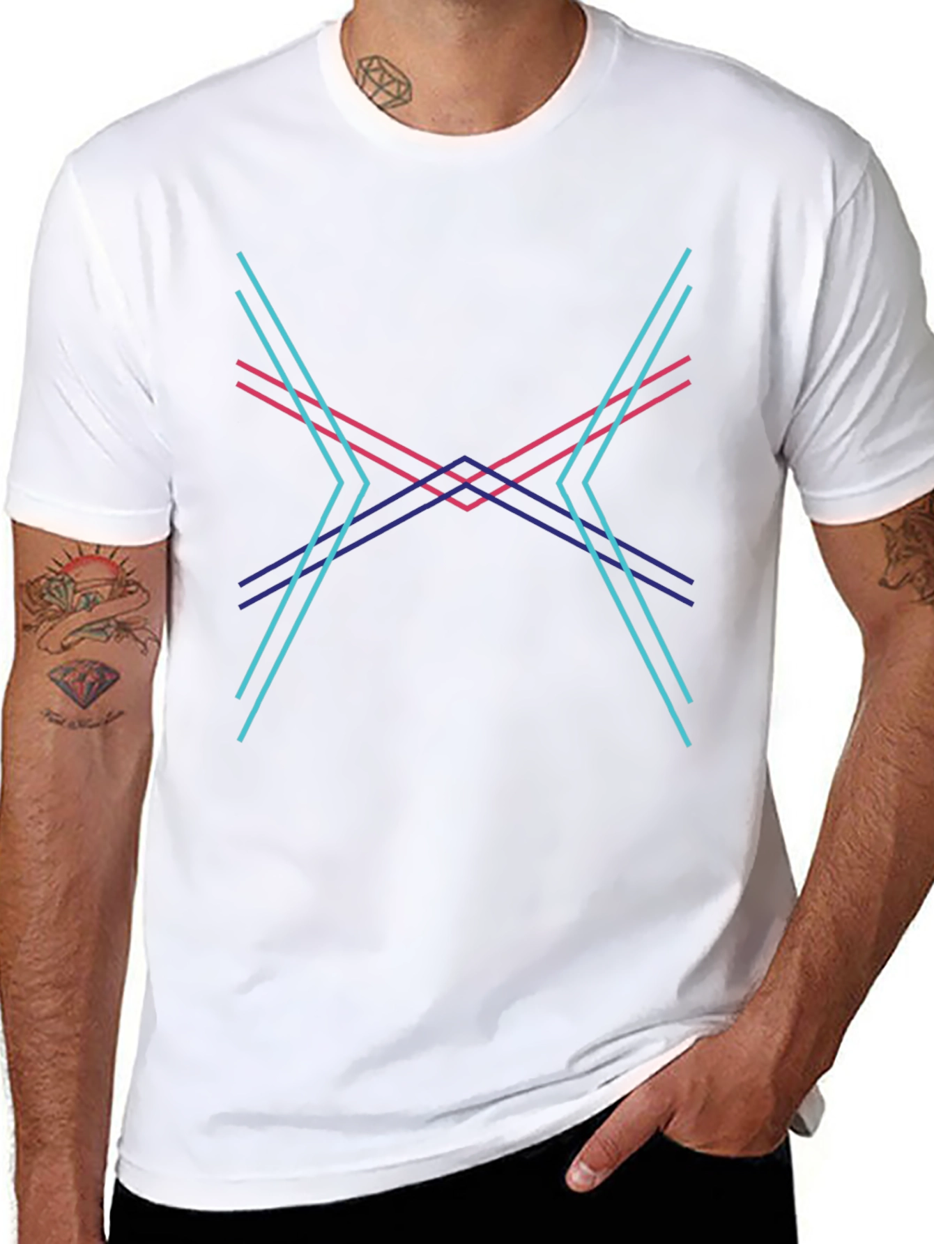 Abstract Geometric Lines Graphic Tee - Modern Design