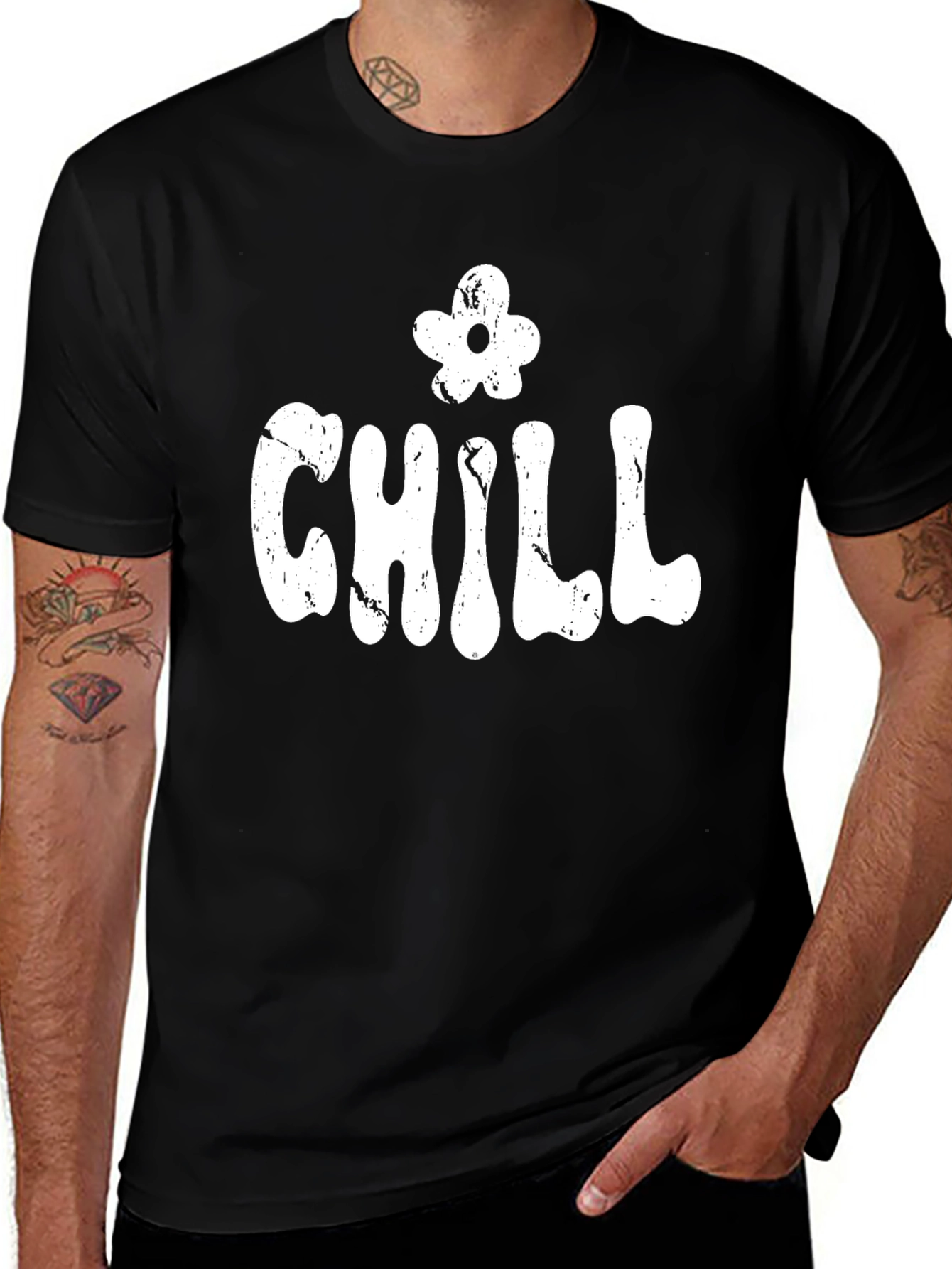 Chill Graphic Print Black T-Shirt