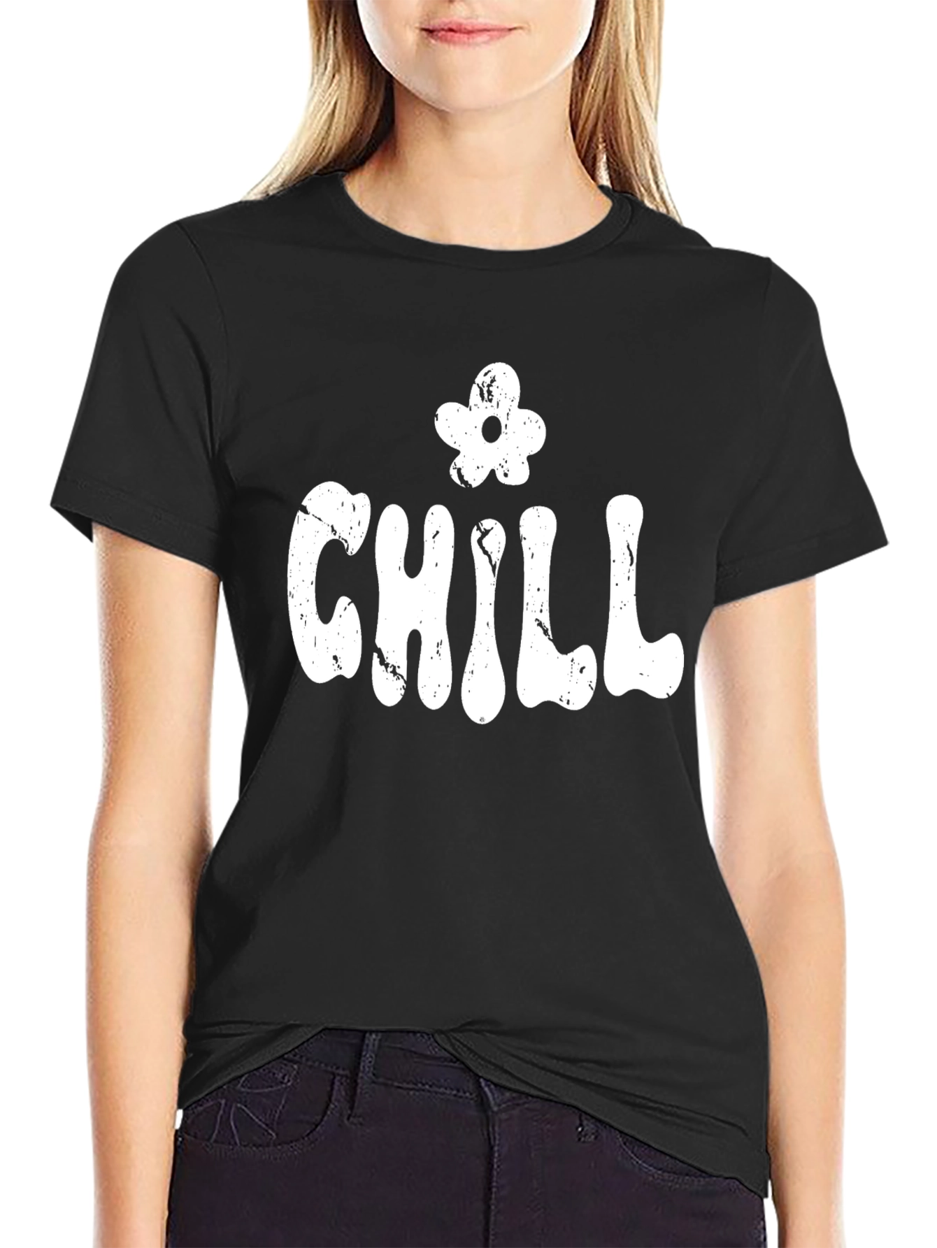 Chill Graphic Print Black T-Shirt