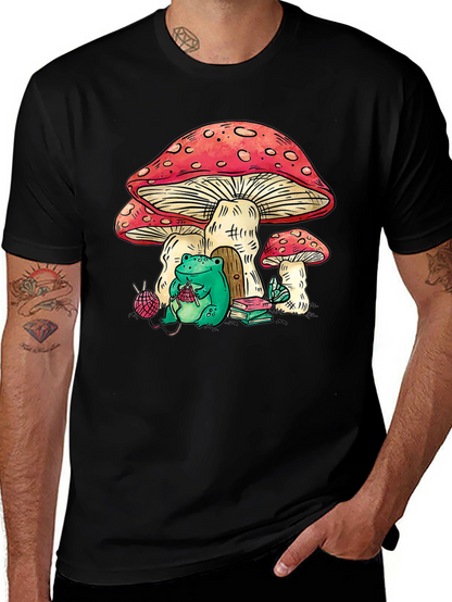 Mushroom House Frog Knitter Graphic Tee