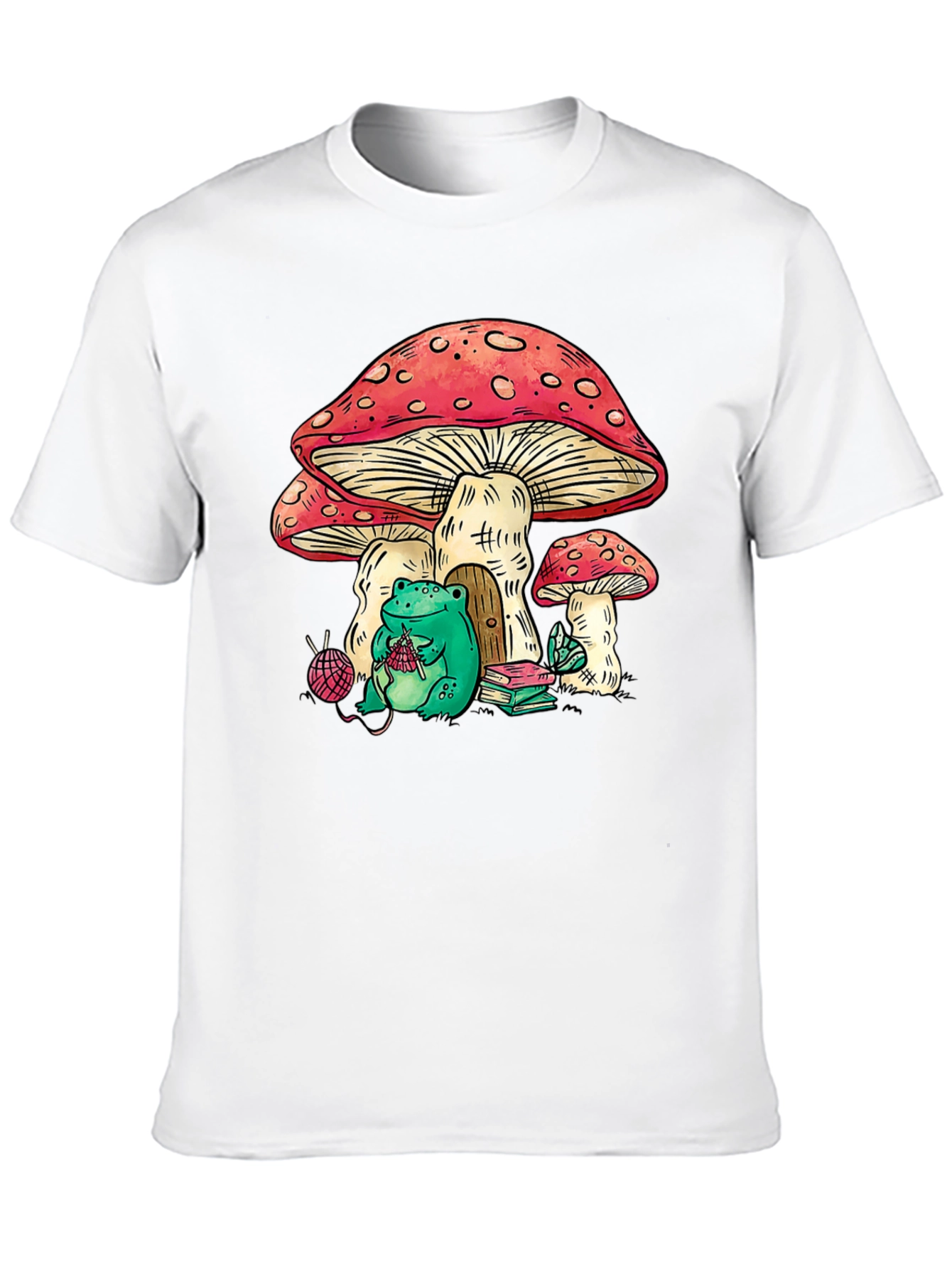 Mushroom House Frog Knitter Graphic Tee