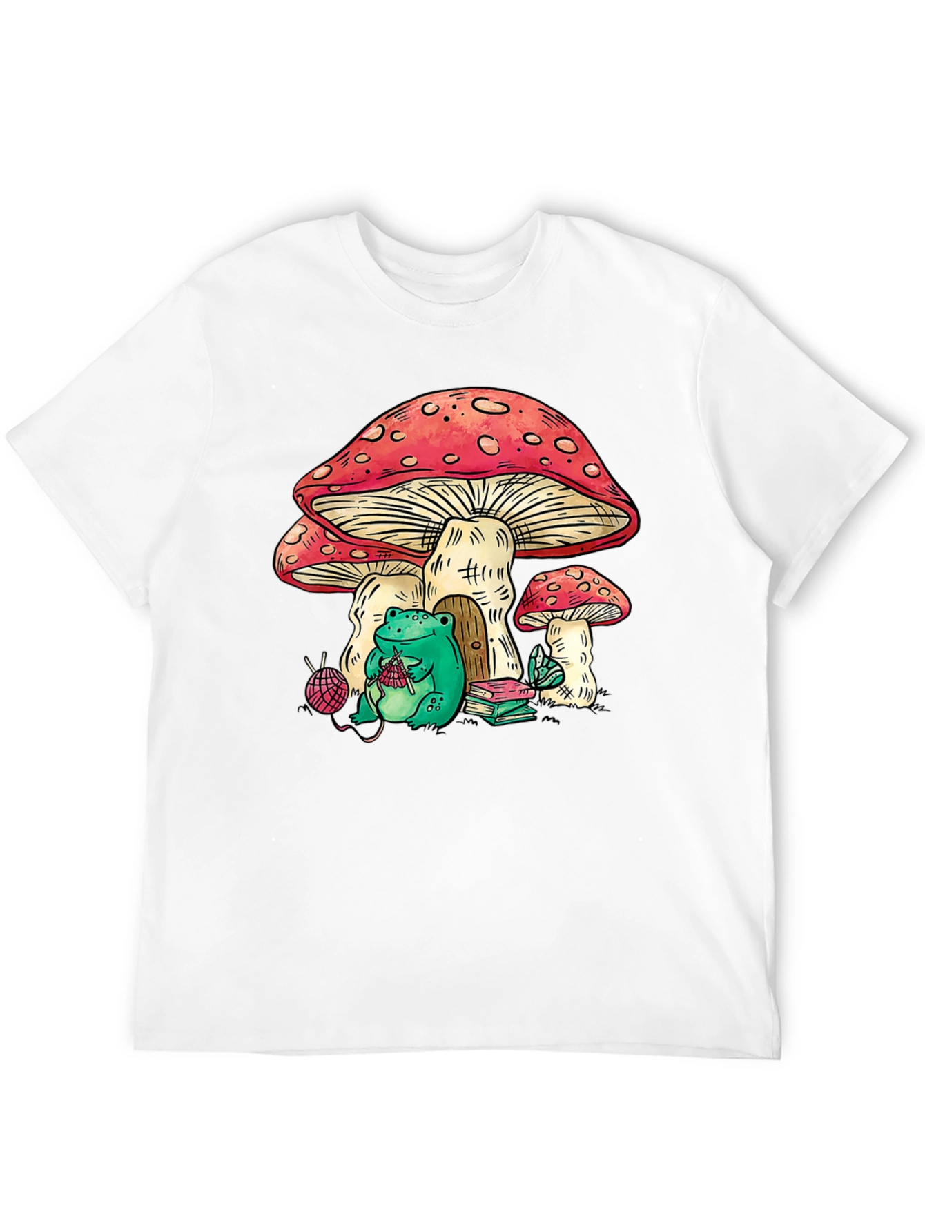 Mushroom House Frog Knitter Graphic Tee
