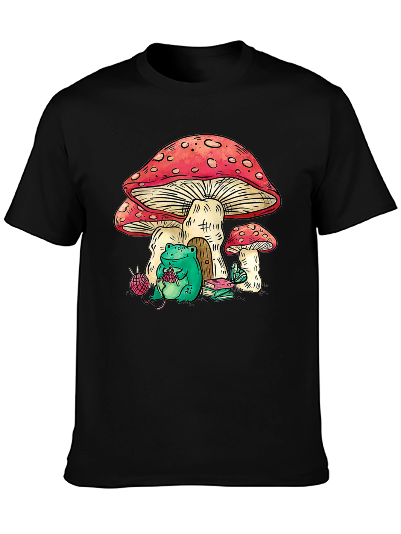Mushroom House Frog Knitter Graphic Tee