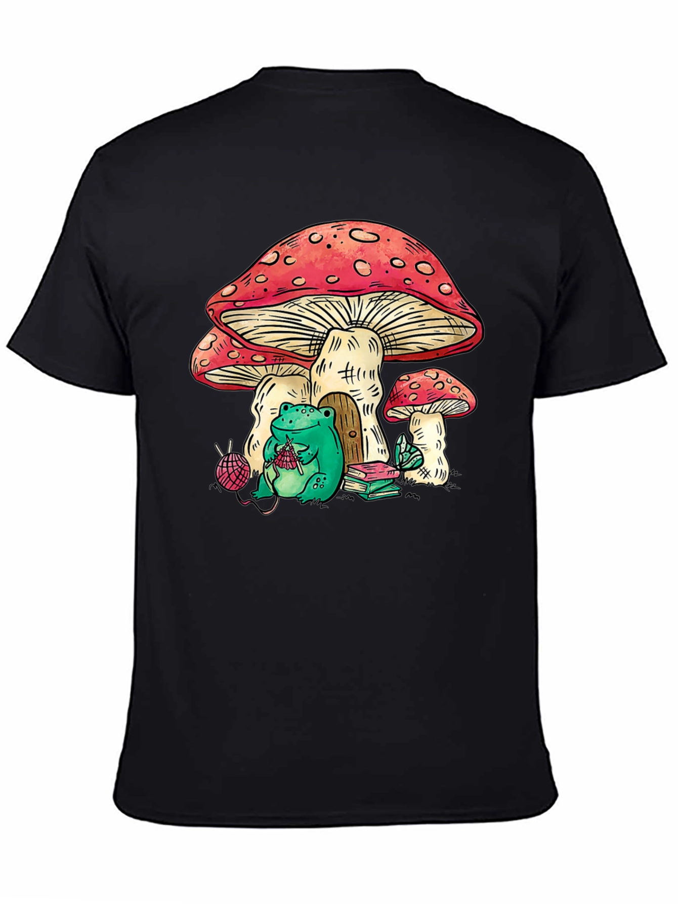 Mushroom House Frog Knitter Graphic Tee