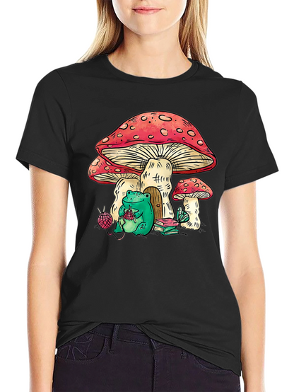 Mushroom House Frog Knitter Graphic Tee