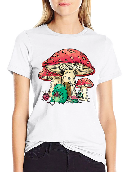 Mushroom House Frog Knitter Graphic Tee