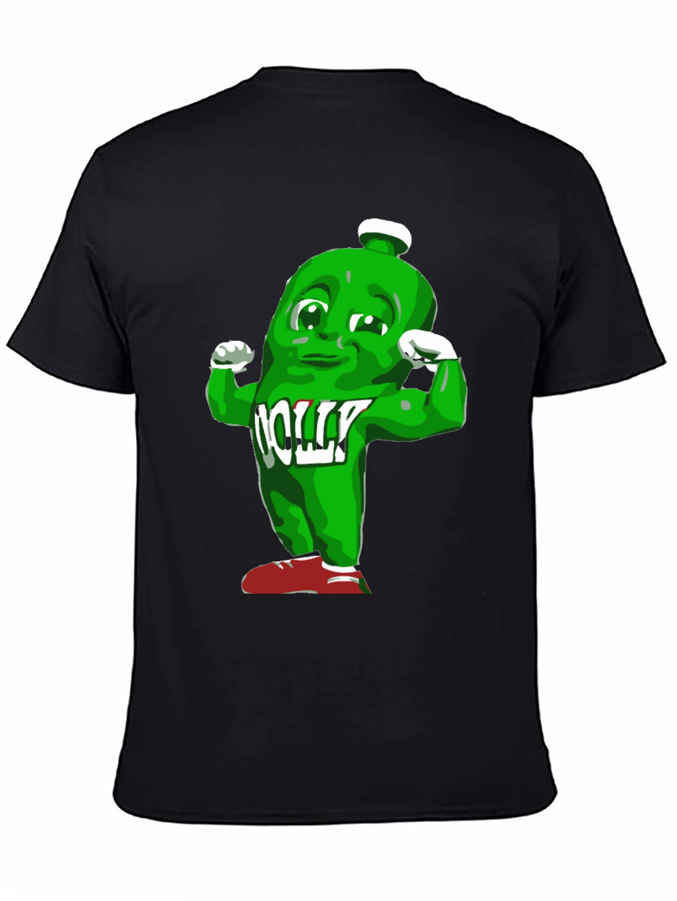 Funny Muscle Green Bottle Cartoon Black T-Shirt