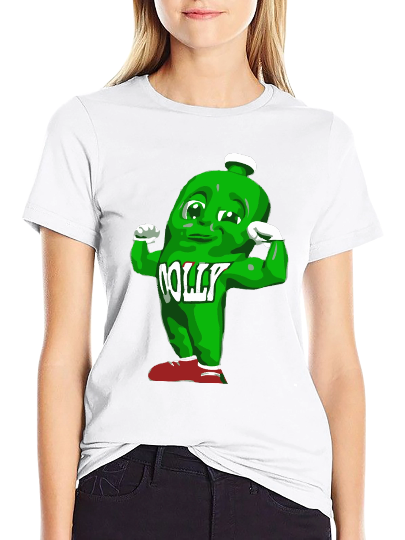 Funny Muscle Green Bottle Cartoon Black T-Shirt