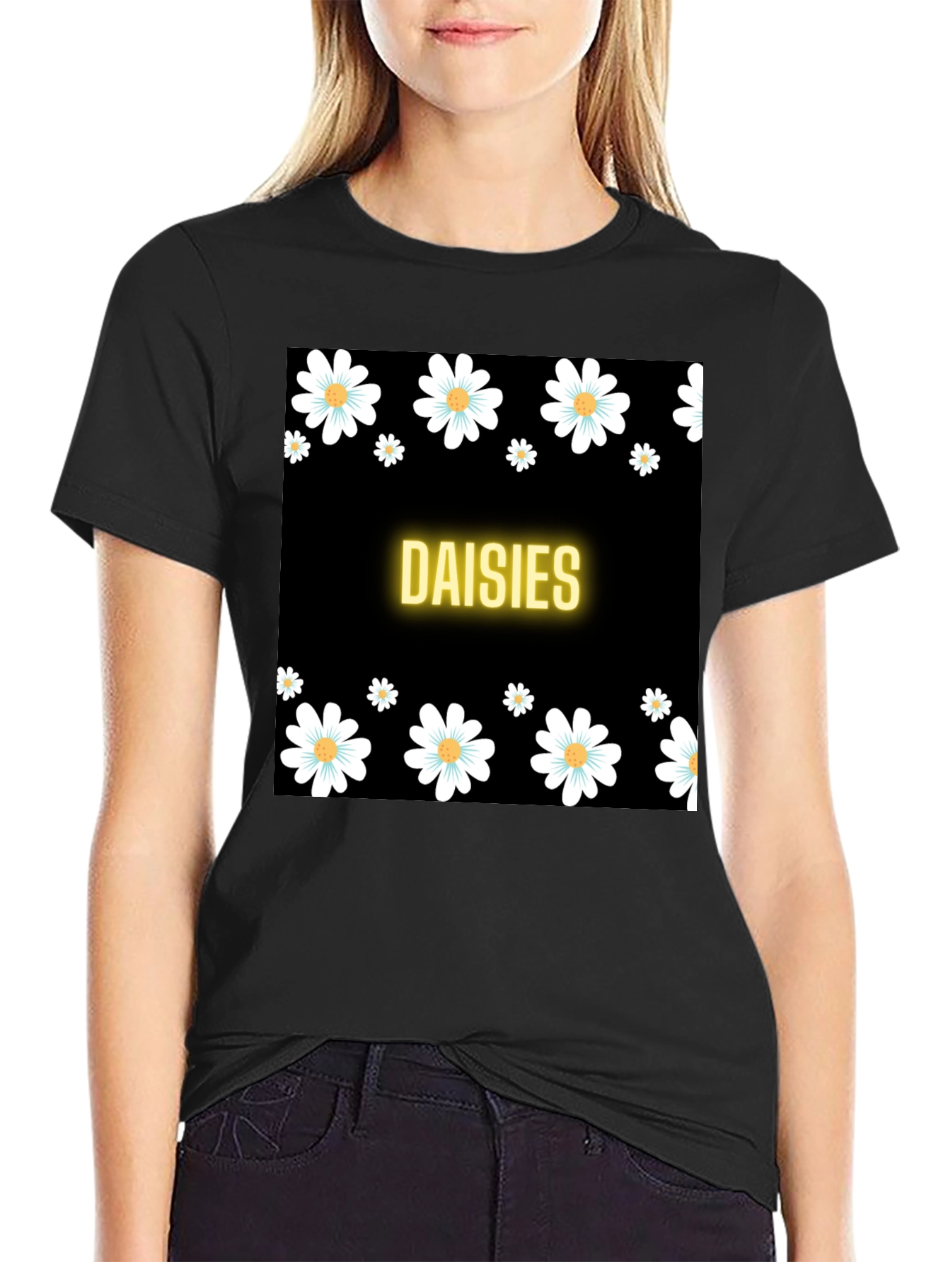 Daisies Black T-Shirt